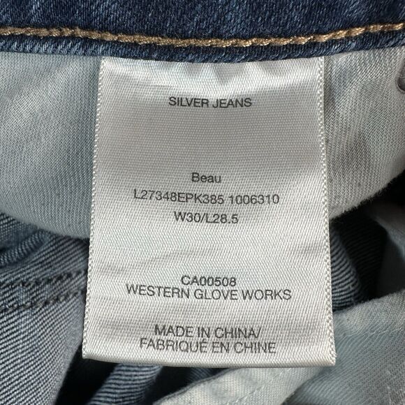 Silver Jeans Co BEAU Womens Size 30 Blue Mid Rise Distressed Denim Pants 31x31 - Picture 11 of 12